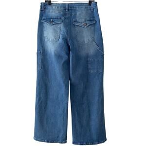 NWT ~ Women's Wide Leg Carpenter Pockets Denim Blue Jeans ~ Size XL